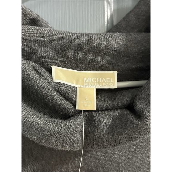 Michael Kors Women's Sweater Zipper Sleeves Gray Size L Pullover Turtleneck - Picture 5 of 9